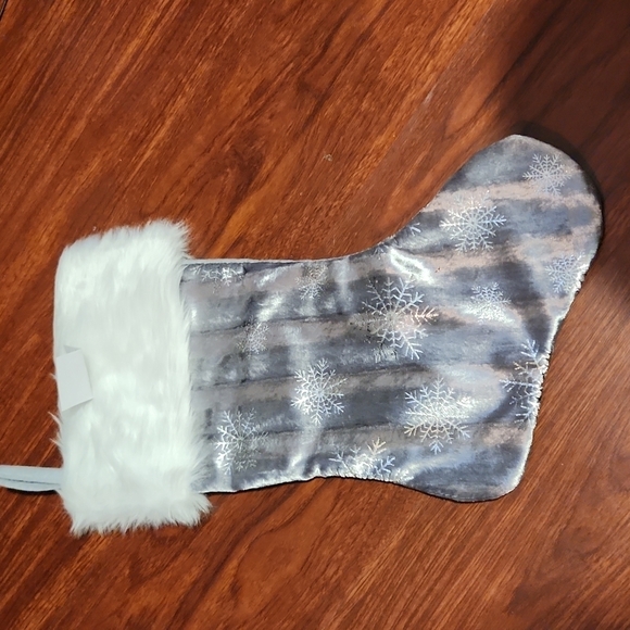 Hobby Lobby Other - Christmas Stocking Velvet Gray Silver Snowflake New Holiday Stockings White